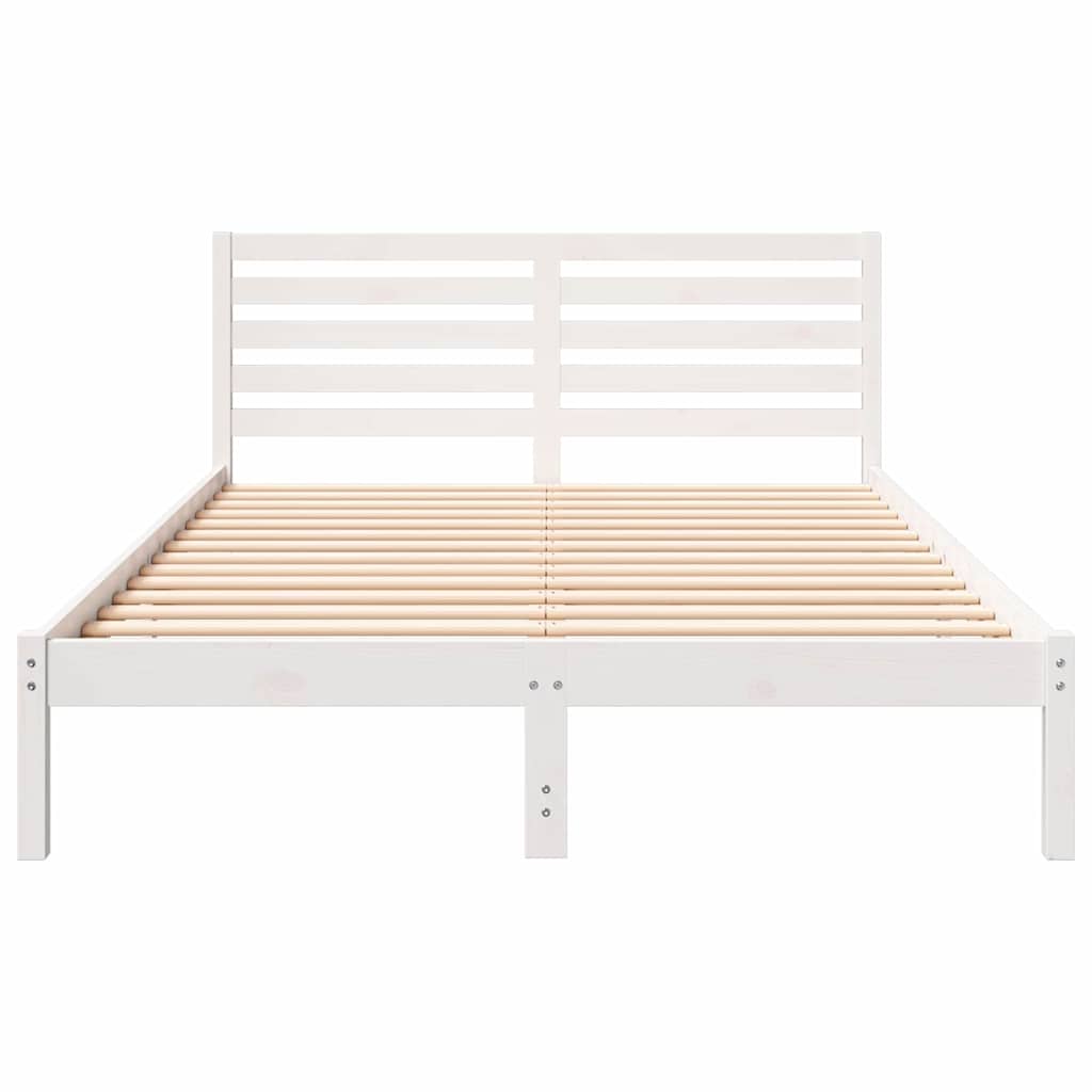 Bedframe met hoofdeinde Wit 140 x 210 cm Massief grenenhout