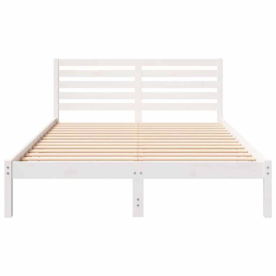 Bedframe met hoofdeinde Wit 140 x 210 cm Massief grenenhout