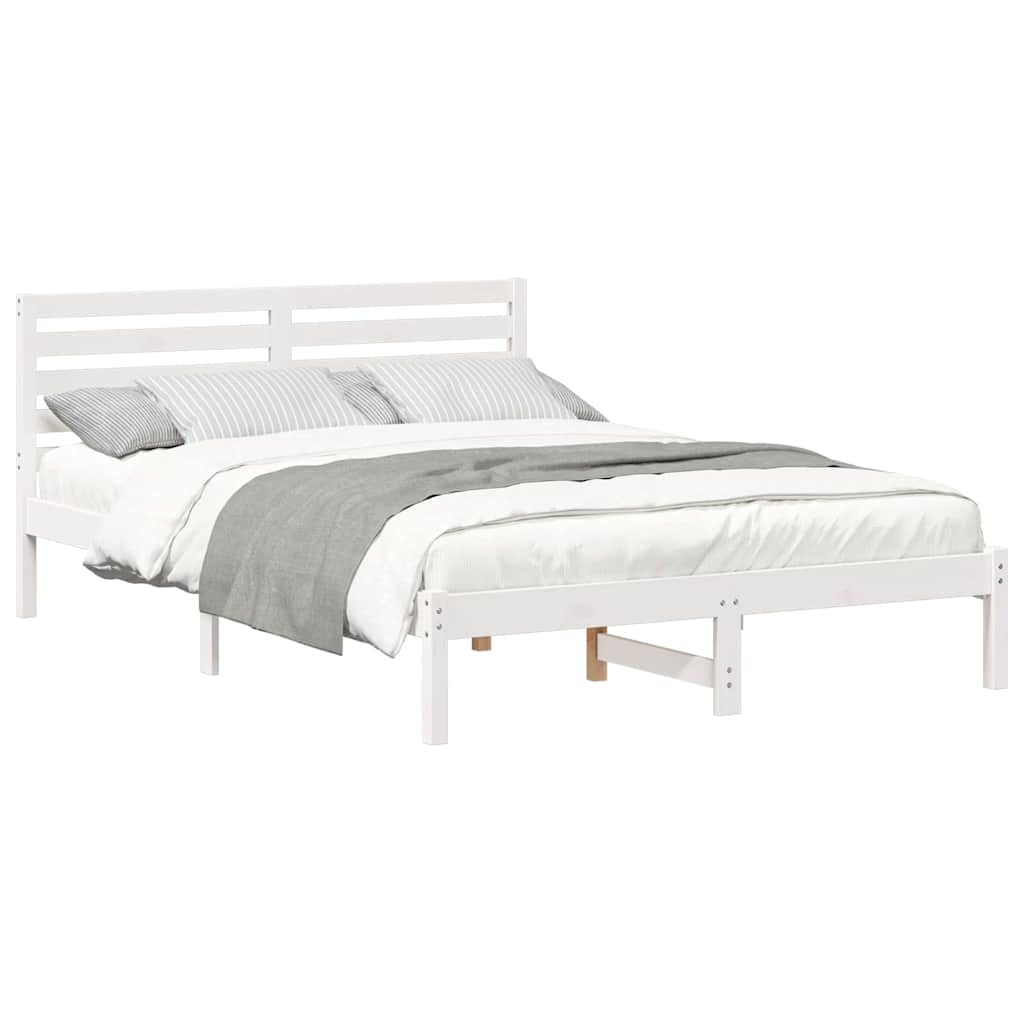 Bedframe met hoofdeinde Wit 140 x 210 cm Massief grenenhout