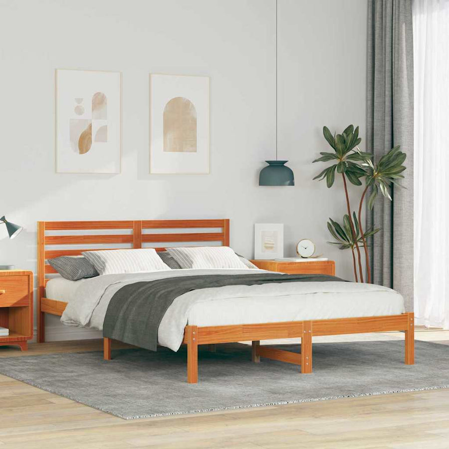 Bedframe Wasbruin 140 x 210 cm Massief grenenhout