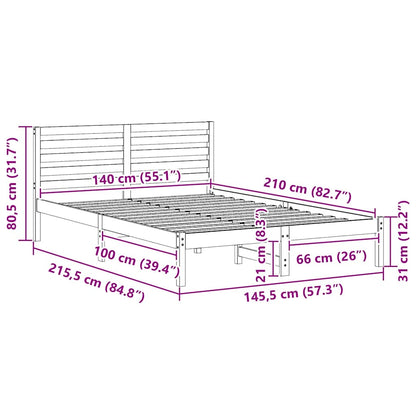 Bedframe Wasbruin 140 x 210 cm Massief grenenhout