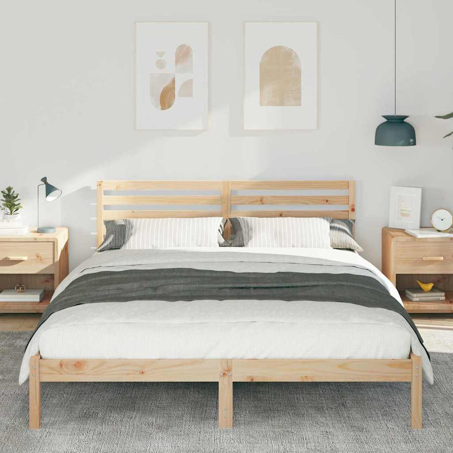 Bedframe met hoofdeinde Bruin 160 x 210 cm Massief grenenhout