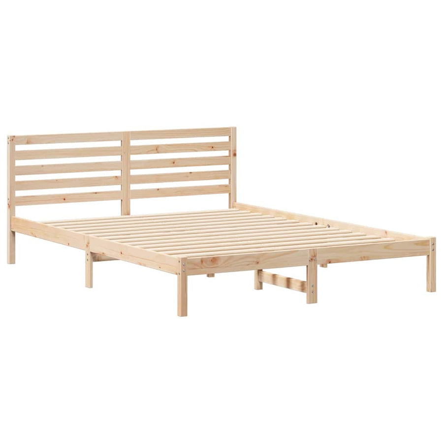 Bedframe met hoofdeinde Bruin 160 x 210 cm Massief grenenhout