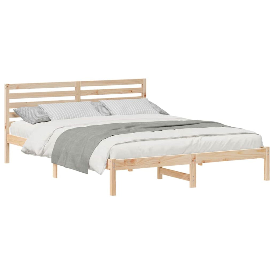 Bedframe met hoofdeinde Bruin 160 x 210 cm Massief grenenhout