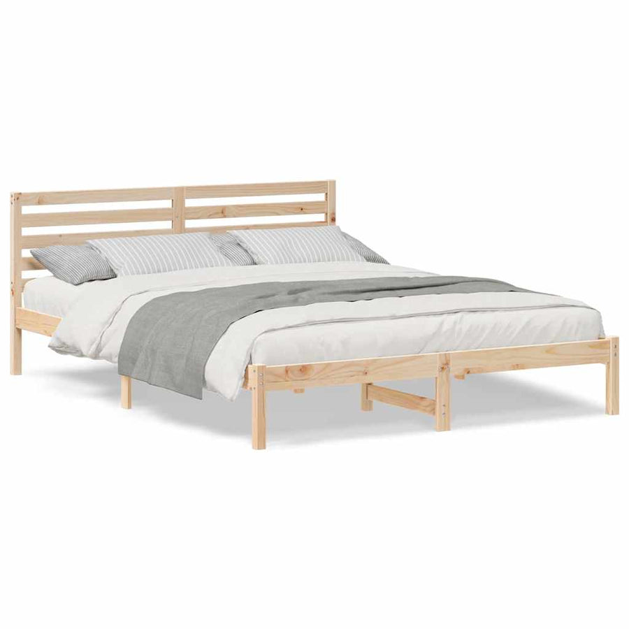 Bedframe met hoofdeinde Bruin 160 x 210 cm Massief grenenhout