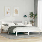 Bedframe 160x210 cm massief grenenhout wit hoofdeinde
