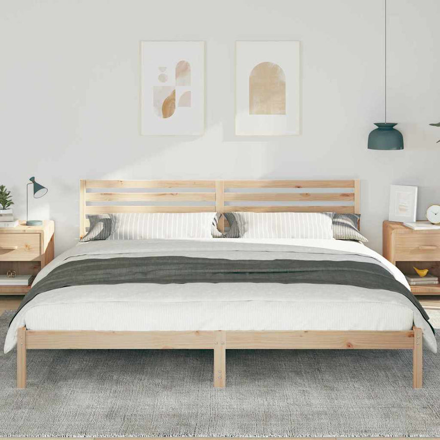 Bedframe met hoofdeinde Bruin 180 x 210 cm Massief grenenhout
