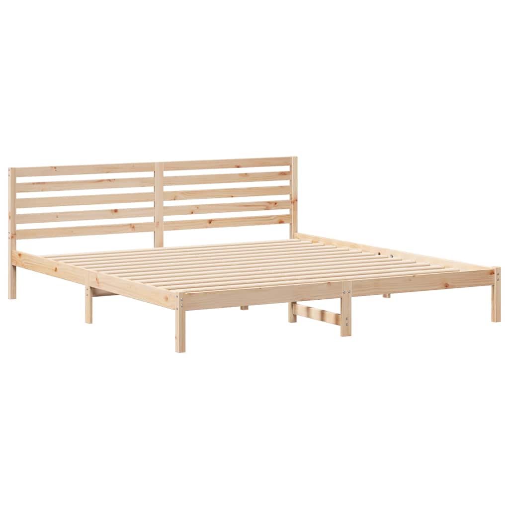 Bedframe met hoofdeinde Bruin 180 x 210 cm Massief grenenhout