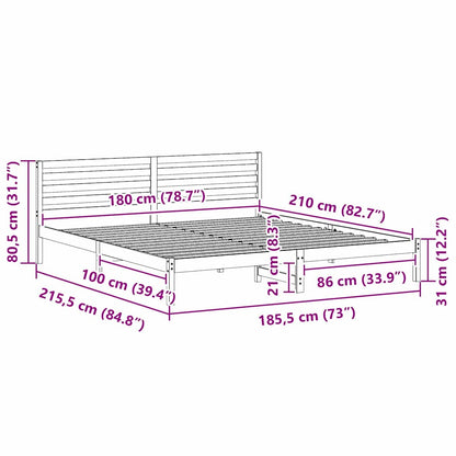 Bedframe met hoofdeinde Bruin 180 x 210 cm Massief grenenhout