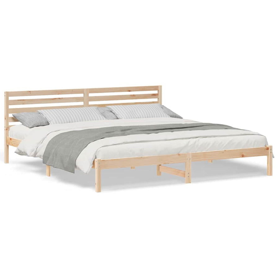 Bedframe met hoofdeinde Bruin 180 x 210 cm Massief grenenhout