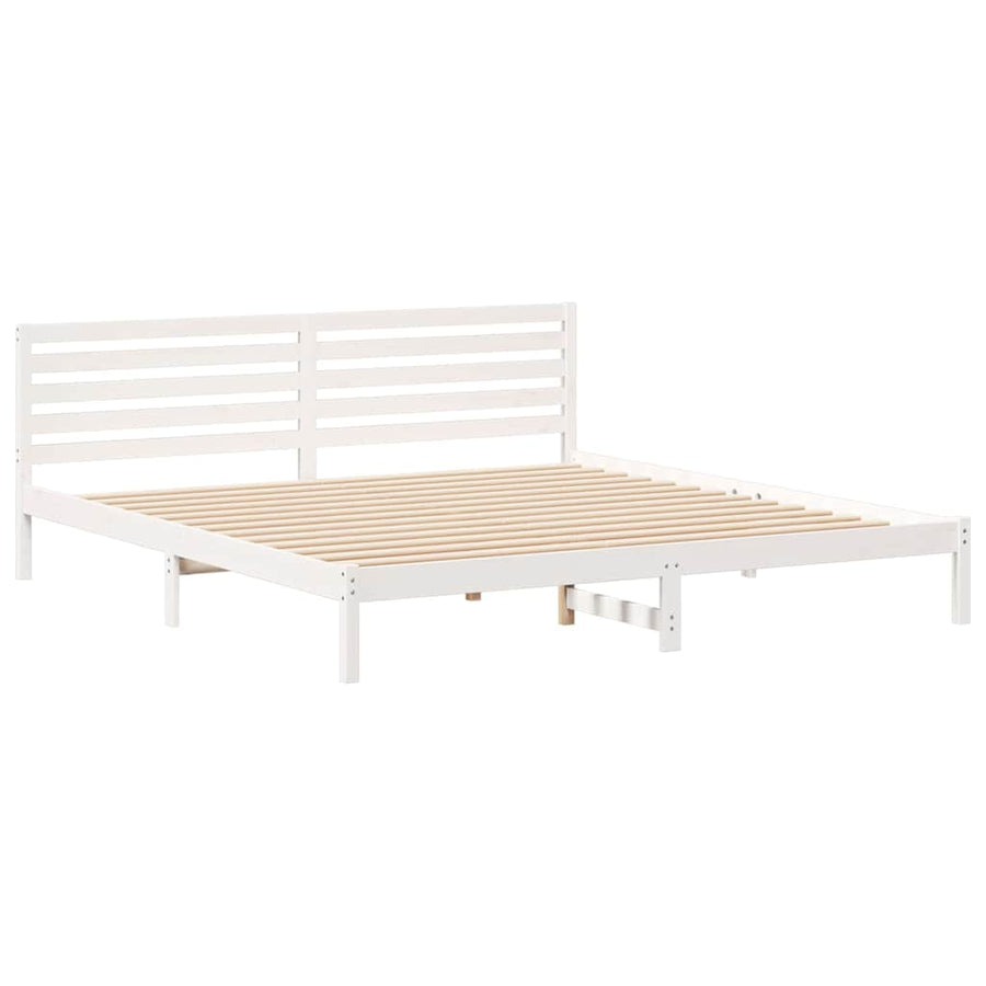 Bedframe met hoofdeinde Wit 180 x 210 cm Massief grenenhout