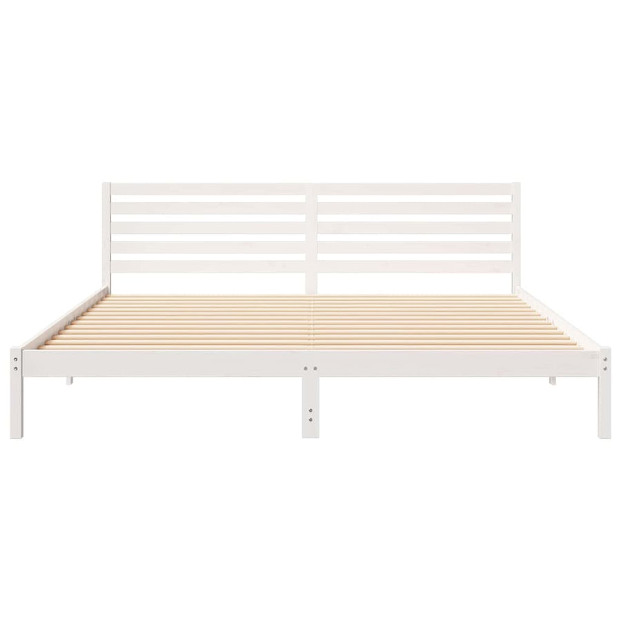 Bedframe met hoofdeinde Wit 180 x 210 cm Massief grenenhout