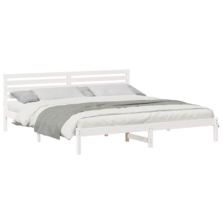 Bedframe met hoofdeinde Wit 180 x 210 cm Massief grenenhout
