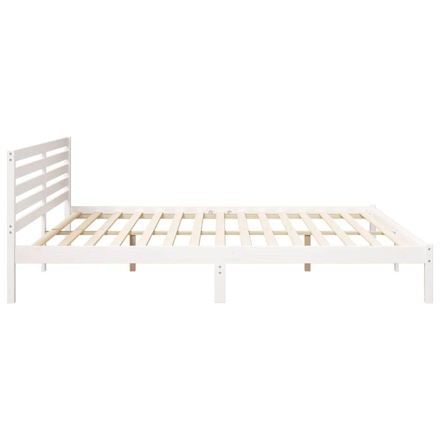 Bedframe met hoofdeinde Wit 180 x 210 cm Massief grenenhout