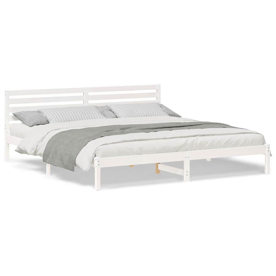 Bedframe met hoofdeinde Wit 180 x 210 cm Massief grenenhout