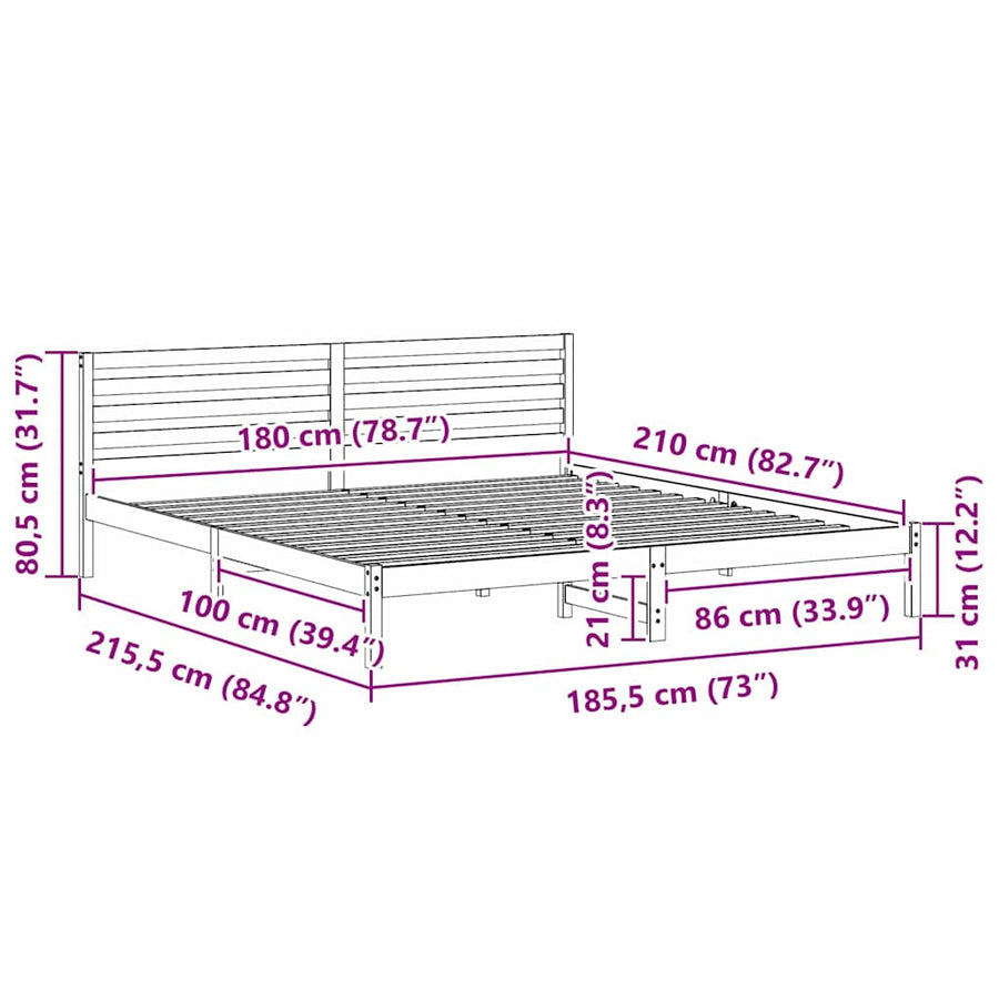 Bedframe Wasbruin 180 x 210 cm Massief grenenhout