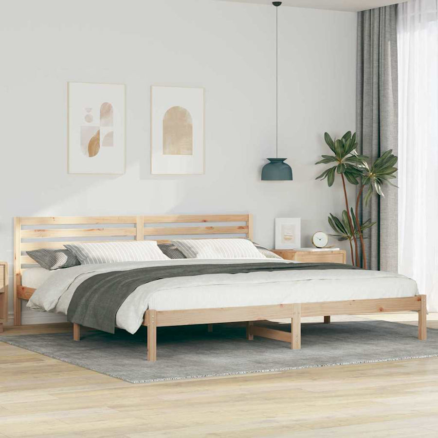 Bedframe met hoofdeinde Bruin 200 x 210 cm Massief grenenhout