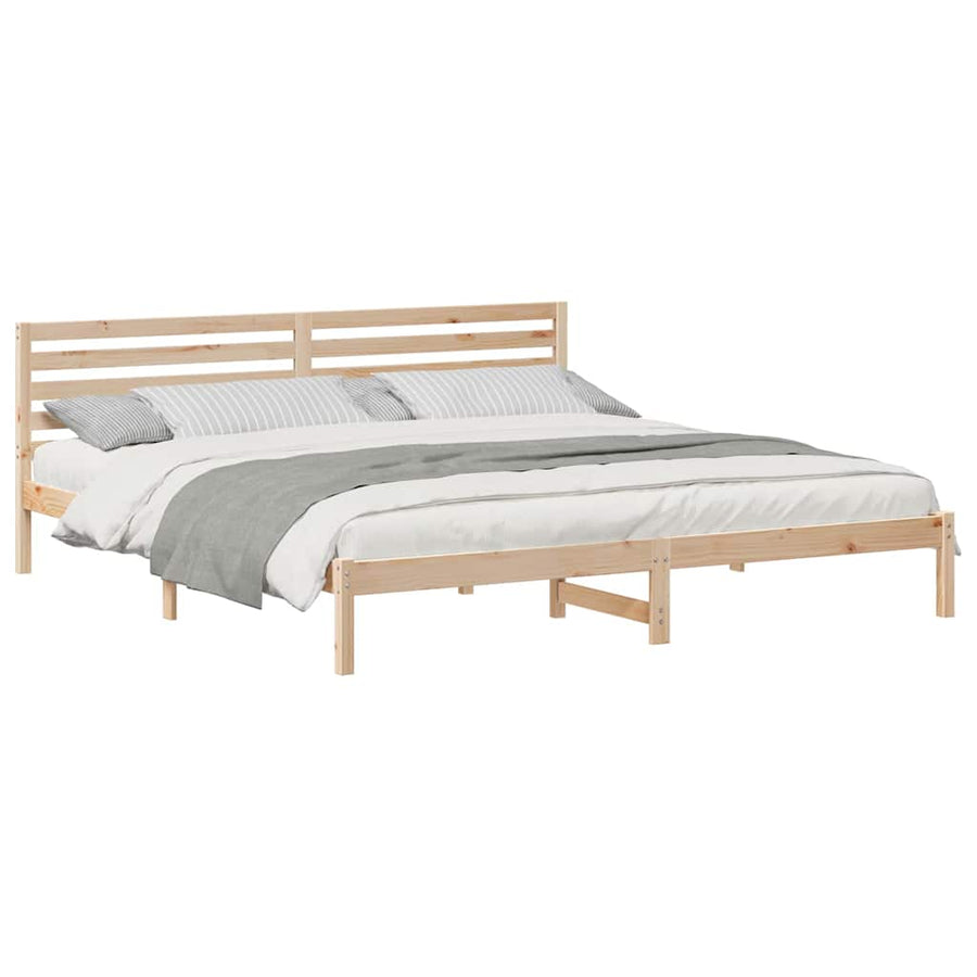 Bedframe met hoofdeinde Bruin 200 x 210 cm Massief grenenhout
