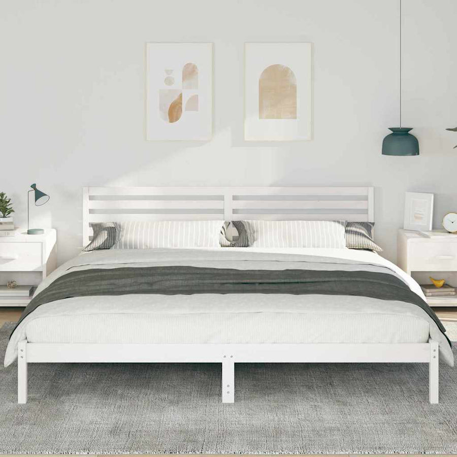 Bedframe met hoofdeinde Wit 200 x 210 cm Massief grenenhout