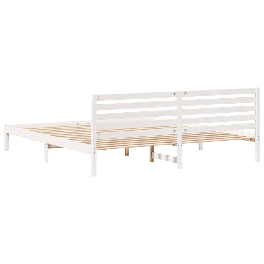 Bedframe met hoofdeinde Wit 200 x 210 cm Massief grenenhout
