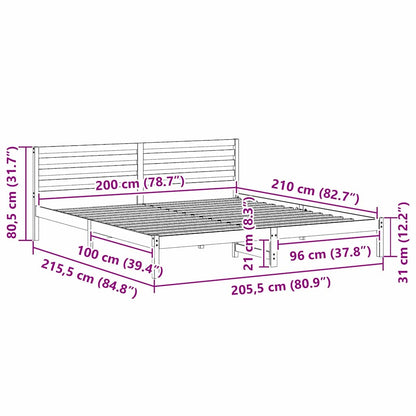 Bedframe met hoofdeinde Wit 200 x 210 cm Massief grenenhout