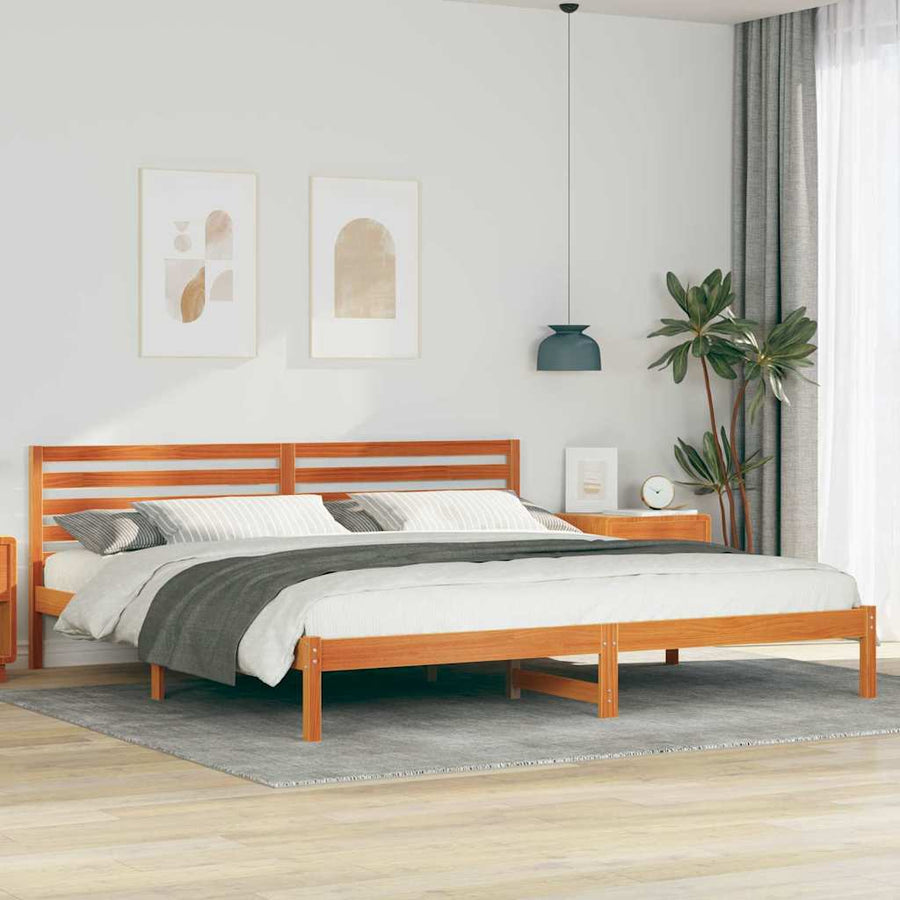 Bedframe Wasbruin 200 x 210 cm Massief grenenhout