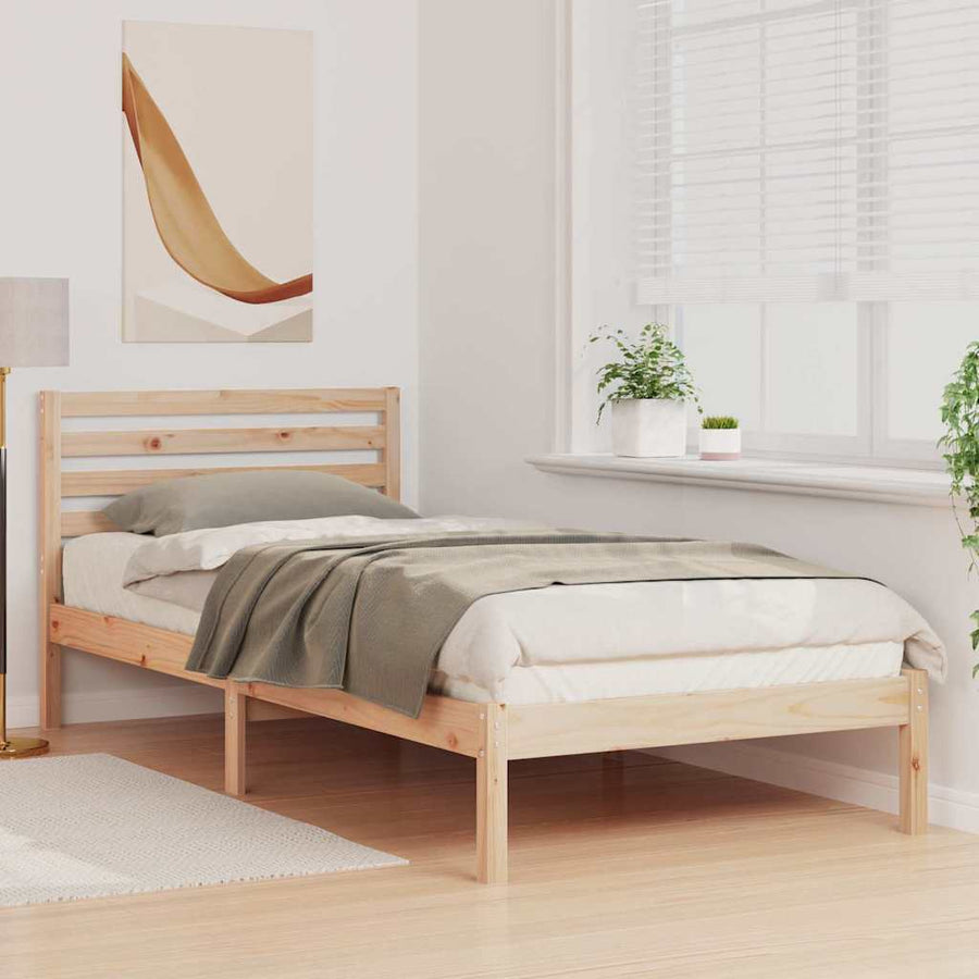 Bedframe met hoofdeinde Bruin 80 x 220 cm Massief grenenhout