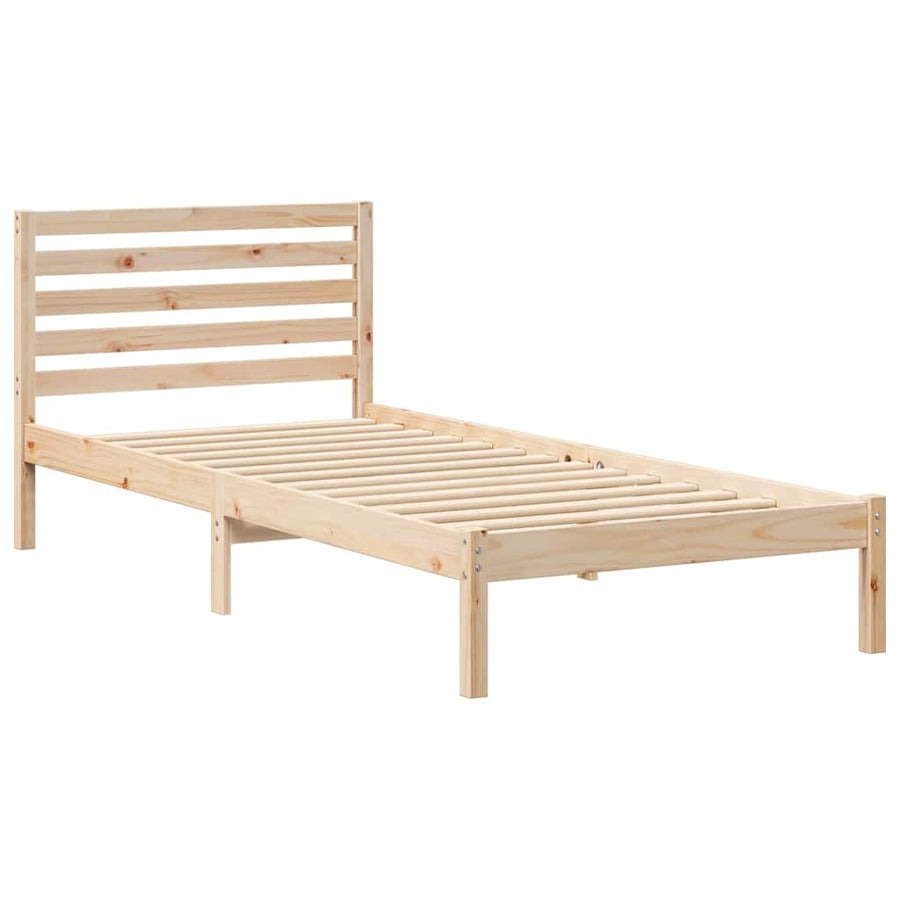 Bedframe met hoofdeinde Bruin 80 x 220 cm Massief grenenhout