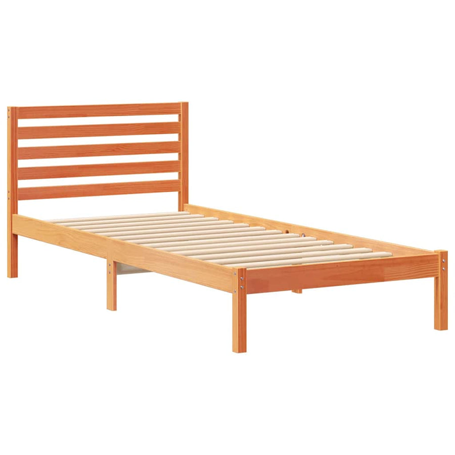 Bedframe met hoofdeinde Wasbruin 80 x 220 cm Massief grenenhout