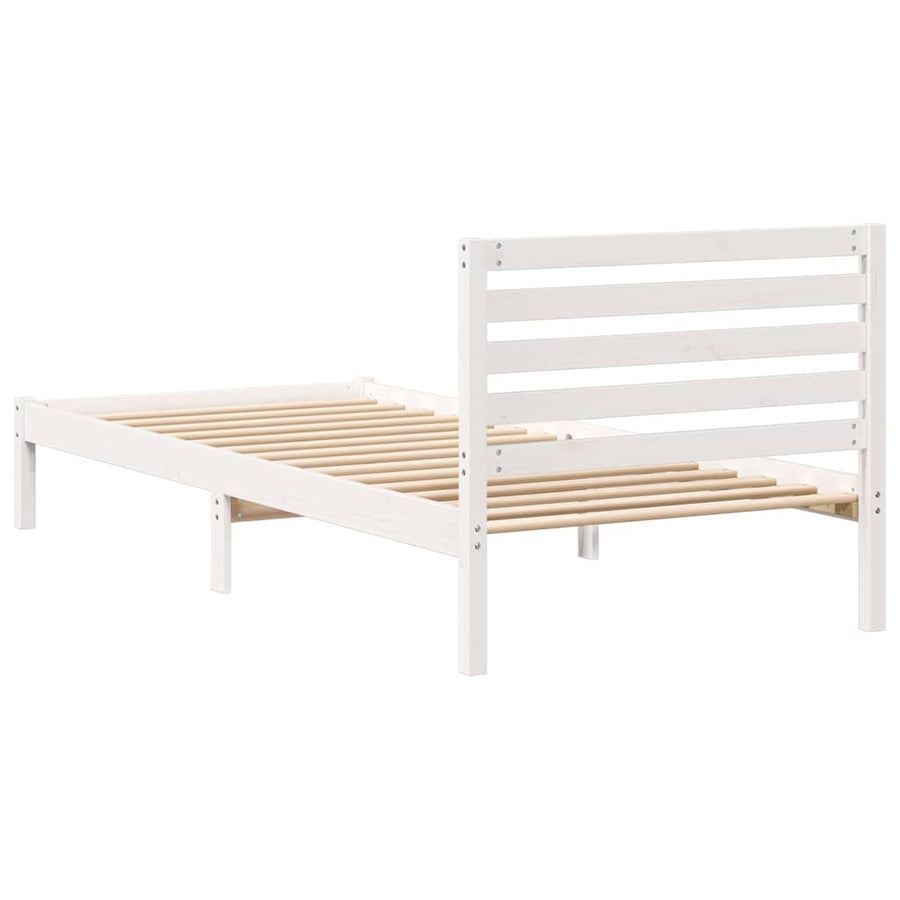 Bedframe met hoofdeinde Wit 90 x 220 cm Massief grenenhout