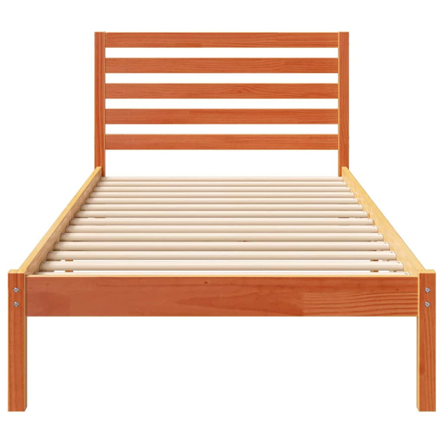Bedframe met hoofdeinde Wasbruin 90 x 220 cm Massief grenenhout