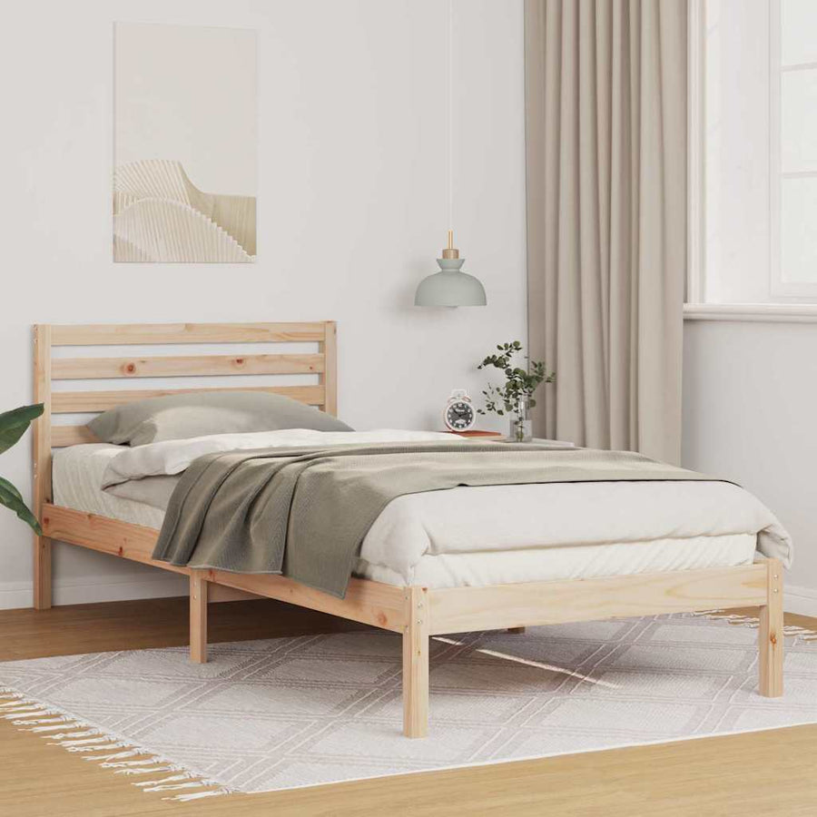 Bedframe met hoofdeinde Bruin 100 x 220 cm Massief grenenhout