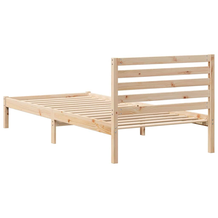 Bedframe met hoofdeinde Bruin 100 x 220 cm Massief grenenhout