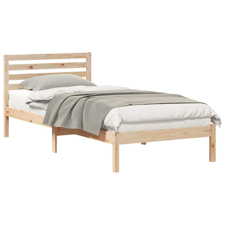 Bedframe met hoofdeinde Bruin 100 x 220 cm Massief grenenhout