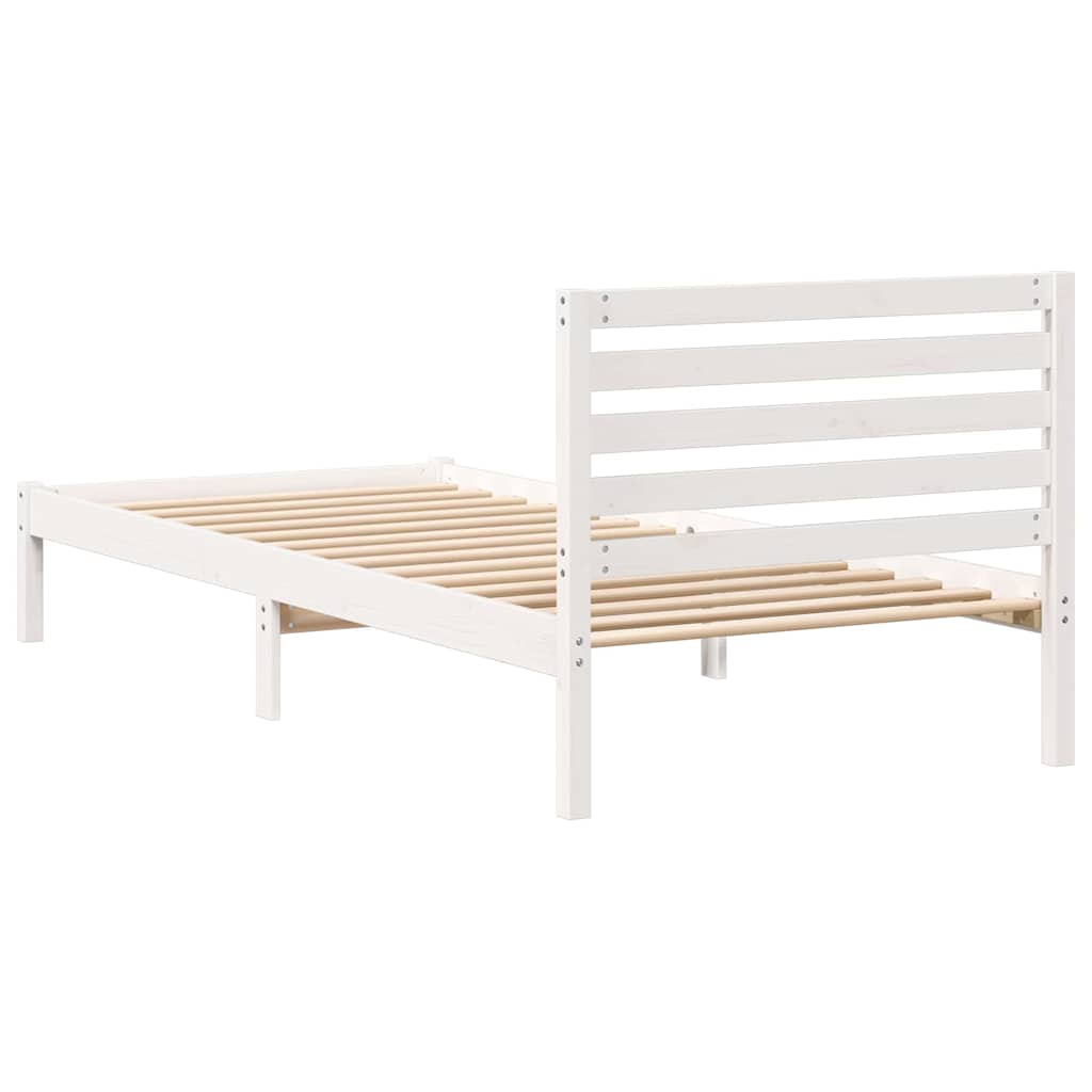 Bedframe met hoofdeinde Wit 100 x 220 cm Massief grenenhout