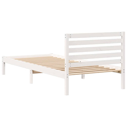 Bedframe met hoofdeinde Wit 100 x 220 cm Massief grenenhout