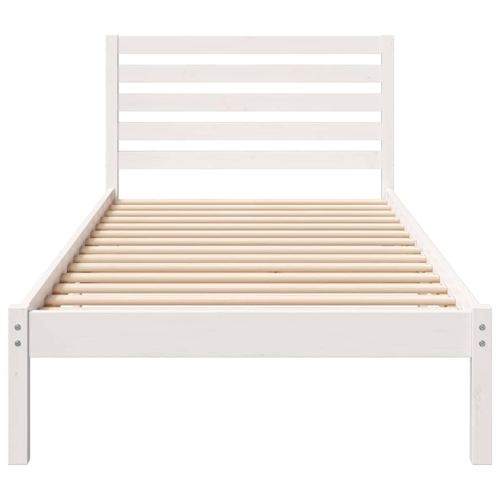 Bedframe met hoofdeinde Wit 100 x 220 cm Massief grenenhout