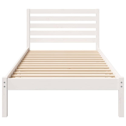 Bedframe met hoofdeinde Wit 100 x 220 cm Massief grenenhout