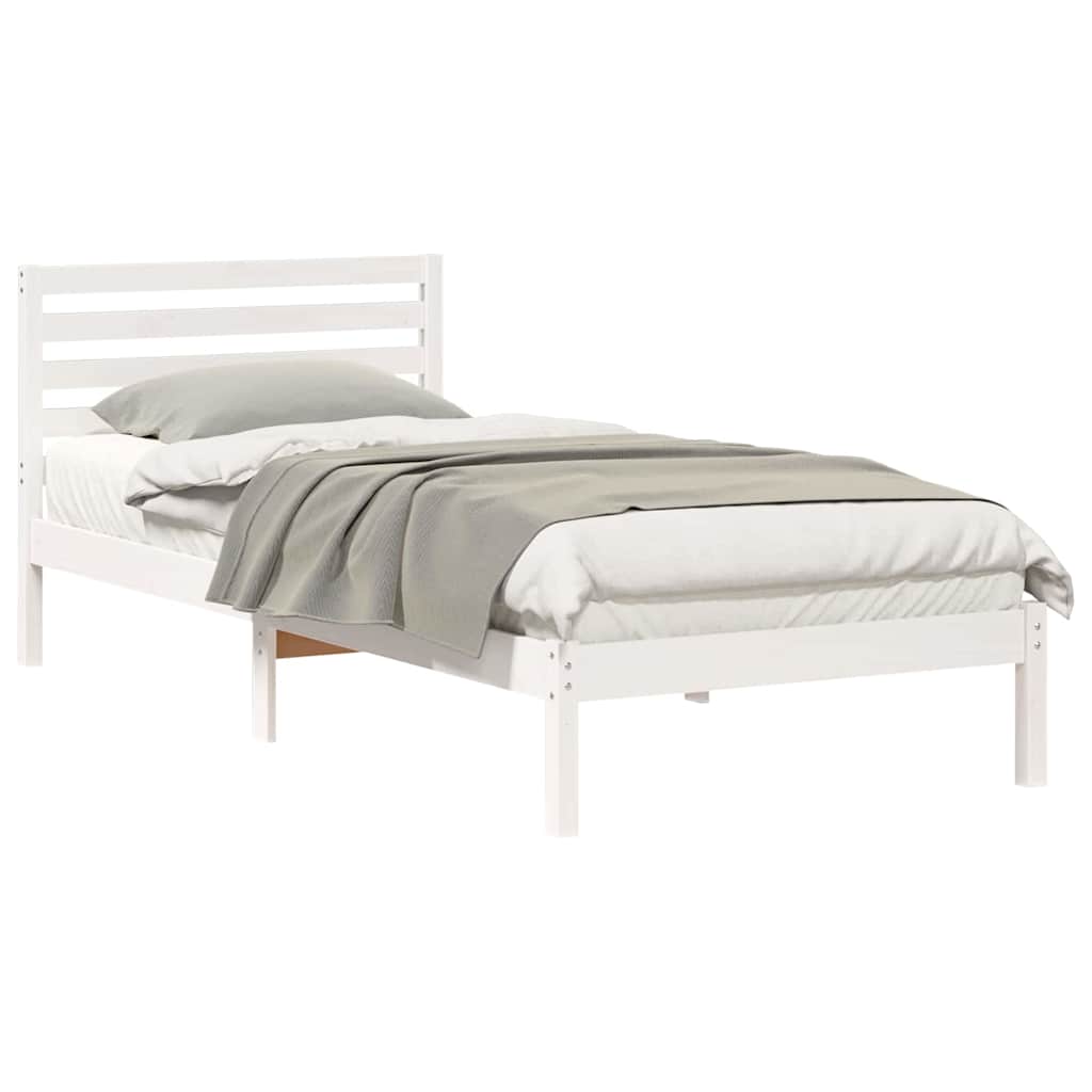 Bedframe met hoofdeinde Wit 100 x 220 cm Massief grenenhout
