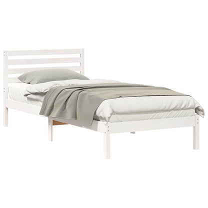 Bedframe met hoofdeinde Wit 100 x 220 cm Massief grenenhout