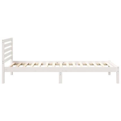 Bedframe met hoofdeinde Wit 100 x 220 cm Massief grenenhout