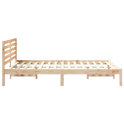 Bedframe met hoofdeinde Bruin 140 x 220 cm Massief grenenhout
