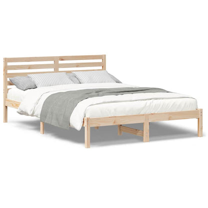 Bedframe met hoofdeinde Bruin 140 x 220 cm Massief grenenhout