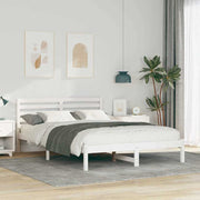 Bedframe 140x220 cm massief grenenhout wit