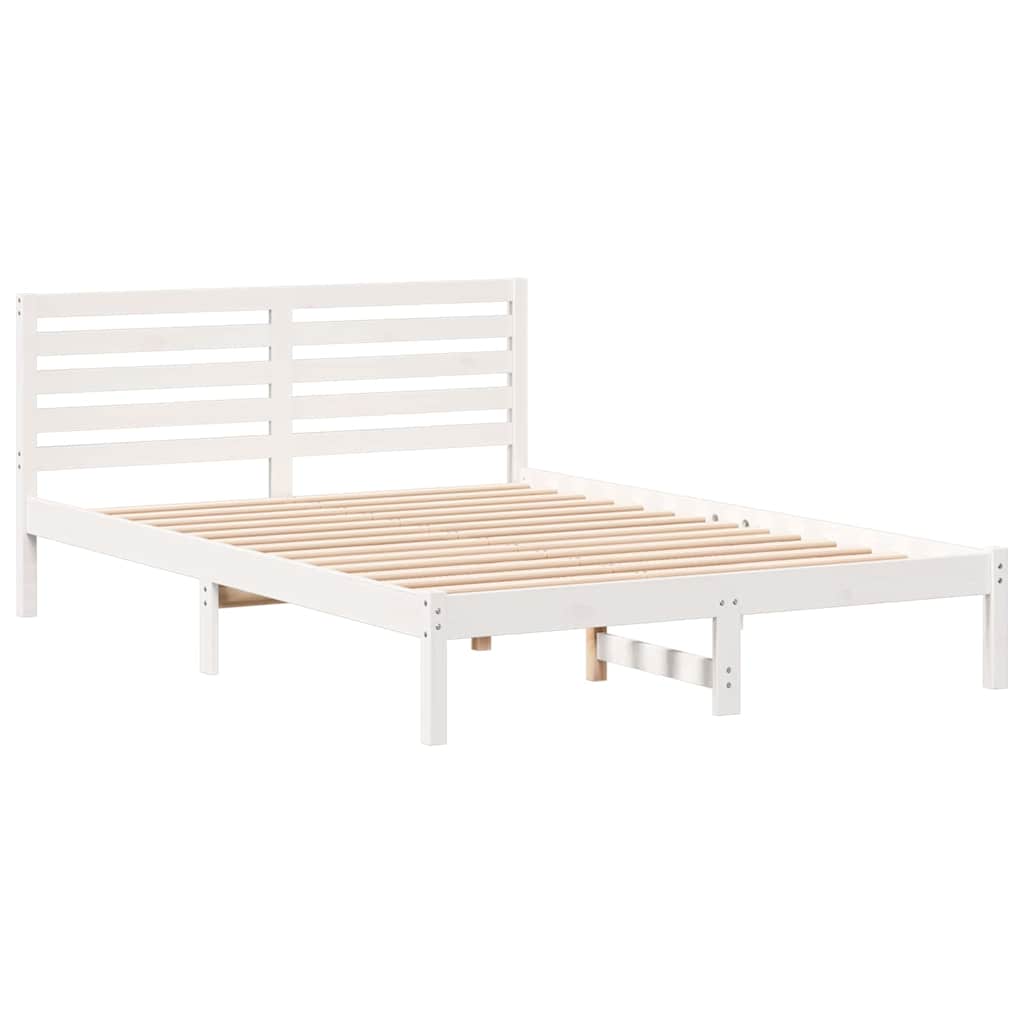 Bedframe met hoofdeinde Wit 140 x 220 cm Massief grenenhout