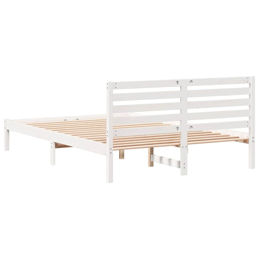 Bedframe met hoofdeinde Wit 140 x 220 cm Massief grenenhout