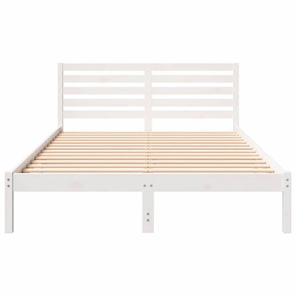 Bedframe met hoofdeinde Wit 140 x 220 cm Massief grenenhout