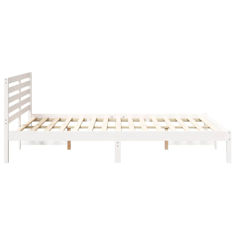 Bedframe met hoofdeinde Wit 140 x 220 cm Massief grenenhout