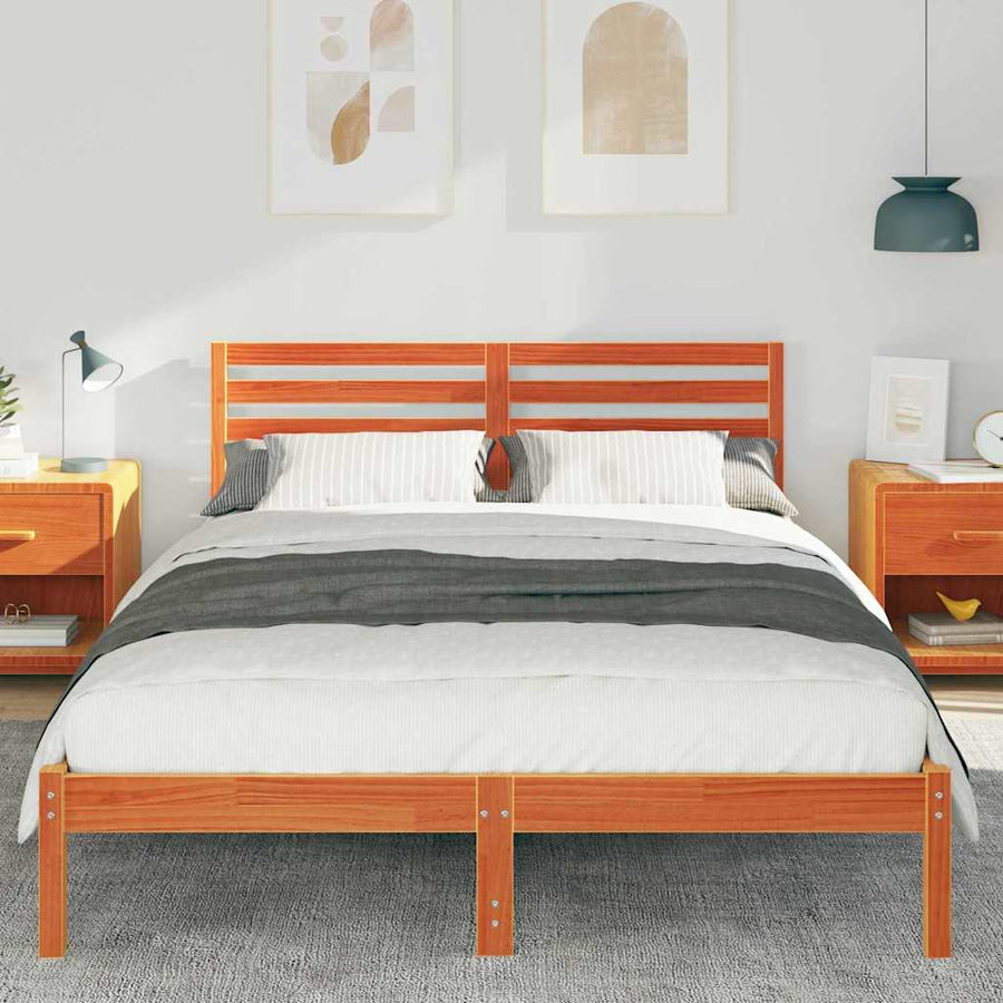 Bedframe Wasbruin 140 x 220 cm Massief grenenhout