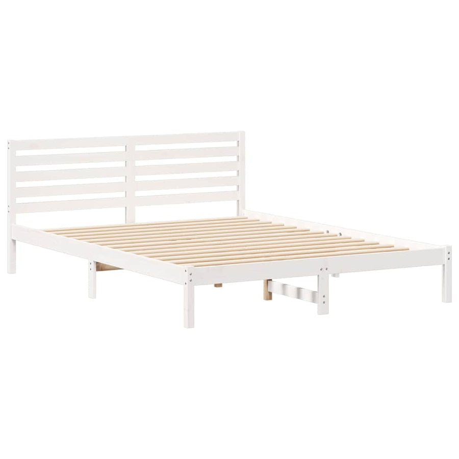 Bedframe met hoofdeinde Wit 160 x 220 cm Massief grenenhout